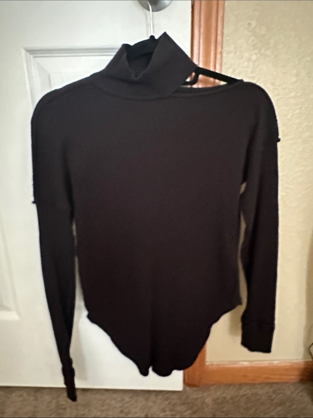 We The Free BlackTurtle neck Lightweight waffle T-shirt